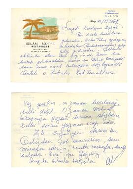 Ahmet Tokuş’tan Ziyad Ebüzziya’ya mektup
