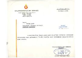 Galatasaraylılar Derneği'nden Gökyay'a mektup