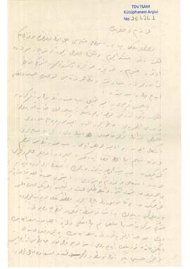 Talha Ebüzziya’nın Vasfi Bey’e mektubu