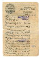 Rıza Tevfik'e Şirket-i Çaphane-i Iranschahr'den mektup