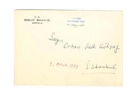 İçişleri Bakanlığı'ndan Gökyay'a mektup