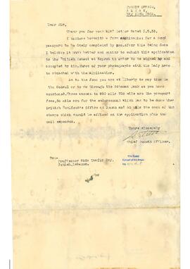 Rıza Tevfik'in Britanya Konsolosluğu'na pasaport başvurusu