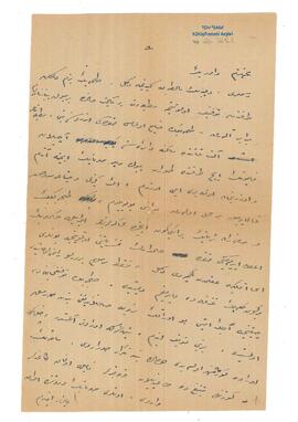 Mahmud Safvet Bey’in Daver Bey’e mektubu